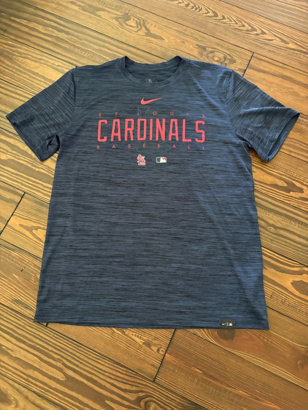 Nike Navy Heather St. Louis Cardinals Tee with Red Logo